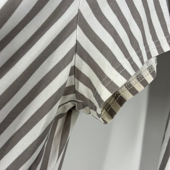 PJ Couture White Gray Striped Pink Lace Short Sleeve Set Light Women's XL READ - Picture 6 of 10